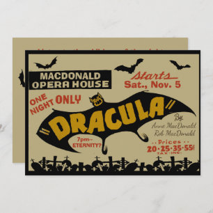 Vintage Vampire Marquee Custom Text Halloween Invitation