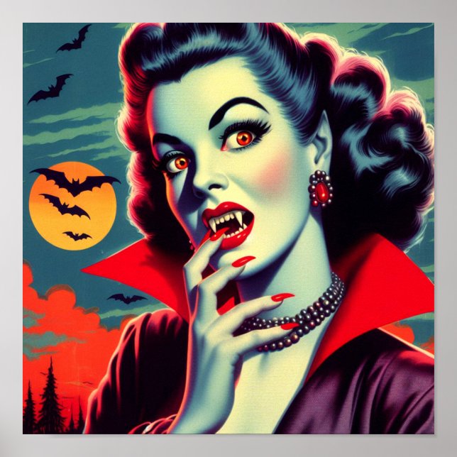 Vintage Vampire Woman Poster (Front)