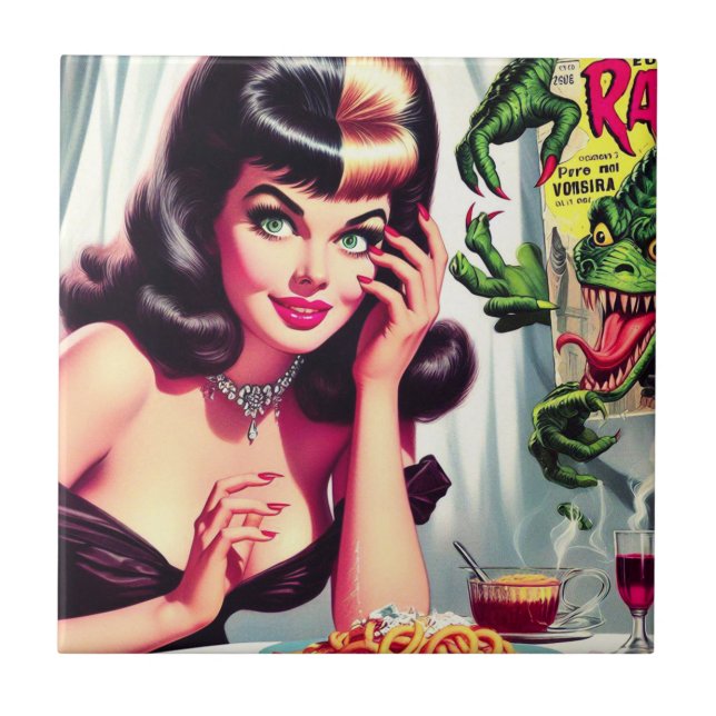 Vintage Vampire Woman Tile (Front)