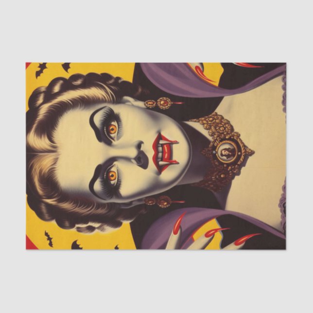 Vintage Vampire Woman Tissue Paper (Front)