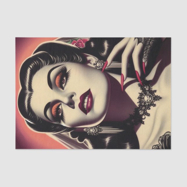 Vintage Vampire Woman Tissue Paper (Front)