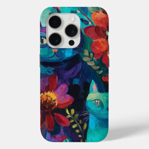 Vintage Van Gogh Art–Cats Among Flowers iPhone 15 Pro Case
