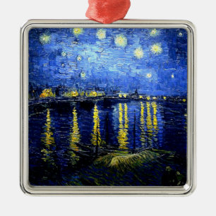 Vintage Van Gogh fine art, Starry Night over Rhone Metal Tree Decoration