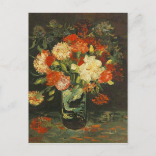 Vintage Van Gogh Flowers Red Vase with Carnations Postcard