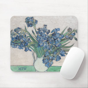 Vintage Van Gogh Irises Add Your Monogram Mouse Mat