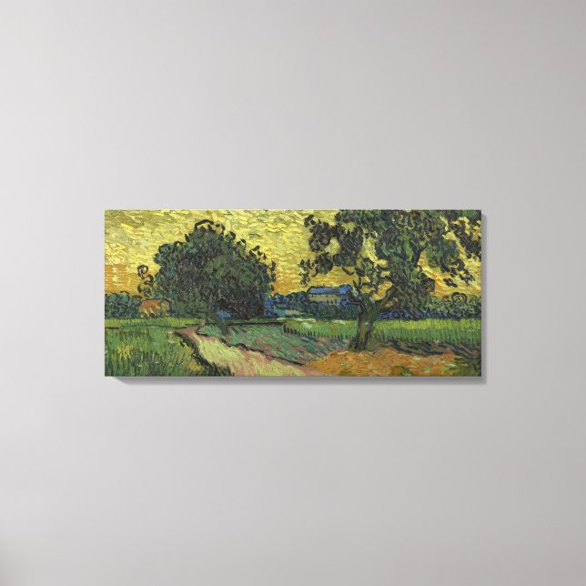 Vintage Van Gogh Landscape at Twilight Canvas Print (Front)