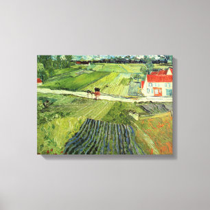 Vintage Van Gogh Landscape with Carriage and Train Canvas Print