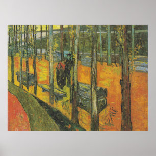 Vintage Van Gogh Orange Fall Park Landscape Poster