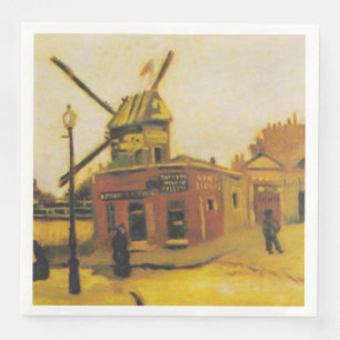 Vintage Van Gogh Paris Windmill Painting Napkin