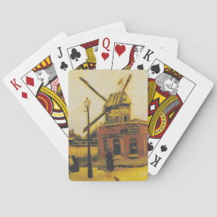 Vintage Van Gogh Paris Windmill Painting Playing Cards