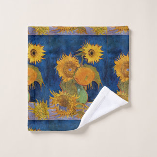 Vintage Van Gogh Six Sunflowers  Wash Cloth