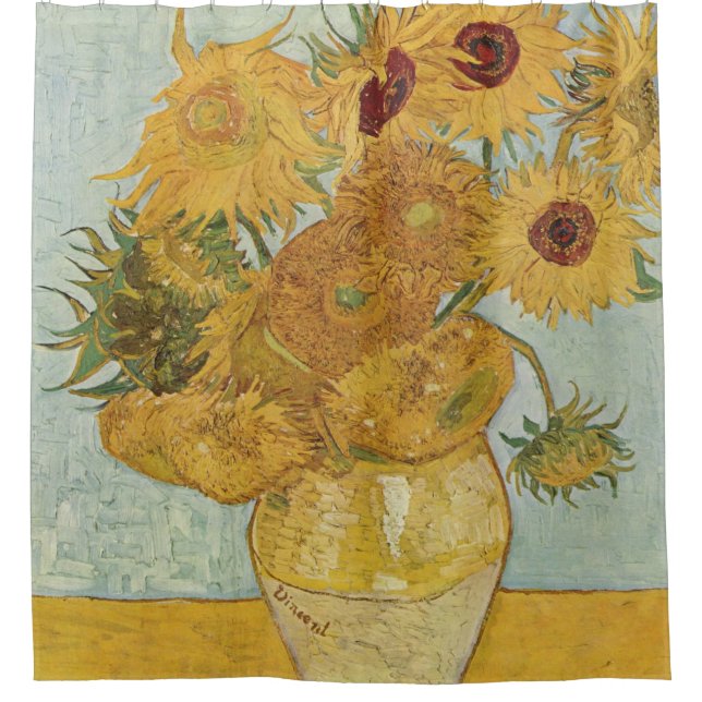 Vintage Van Gogh Sunflowers Art Shower Curtain (Front)