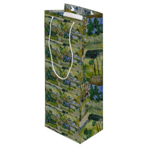 Vintage Van Gogh Thatched Cottages By A Hill Wine Gift Bag