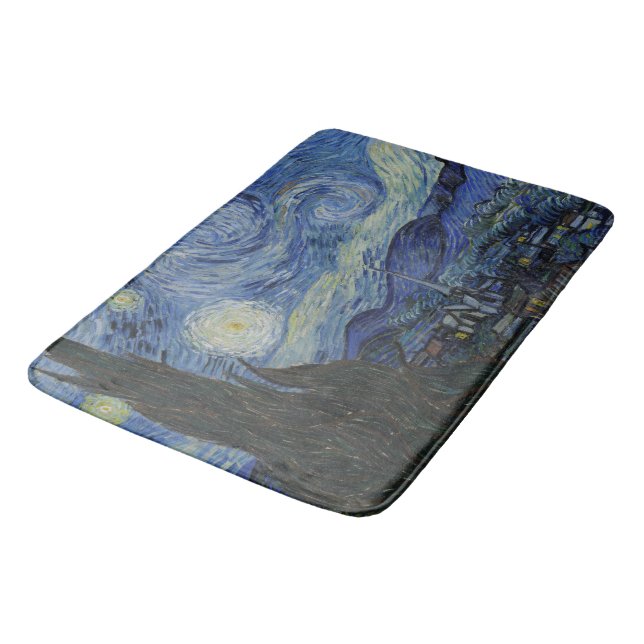 Vintage Van Gogh The Starry Night Bath Mat (Angled)