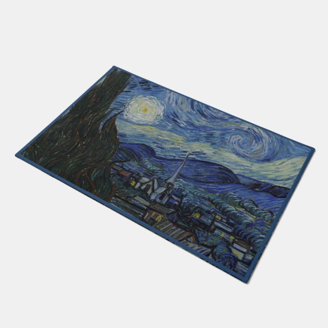 Vintage Van Gogh The Starry Night Doormat (Angled)