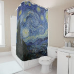 Vintage Van Gogh The Starry Night Shower Curtain<br><div class="desc">This design is inspired by Vincent van Gogh's 1889 oil on canvas painting called "The Starry Night".</div>