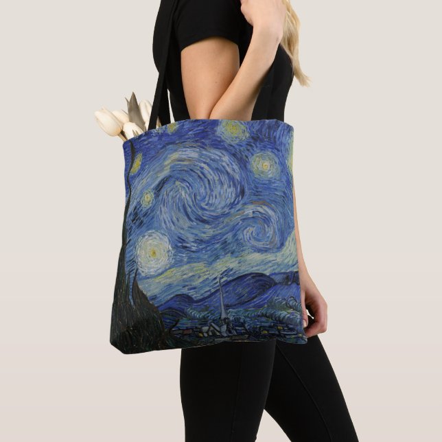 Vintage Van Gogh The Starry Night Tote Bag (Close Up)