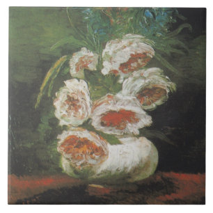 Vintage Van Gogh Vase of Peonies Tile