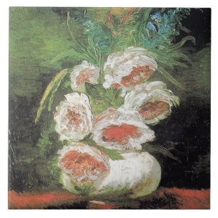 Vintage Van Gogh Vase of Peonies Tile