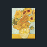 Vintage Van Gogh Vase with Twelve Sunflowers Canvas Print<br><div class="desc">Vincent van Gogh painted a series of sunflowers - this represents the third version in the series of sunflowers and is called "Vase with Twelve Sunflowers - The painting was blue green background oil on canvas and was painted in 1888. Van Gogh (1853-1890) was a Dutch post-impressionist painter who in...</div>