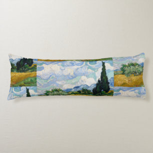 Vintage Van Gogh Wheat Field with Cypresses Body Cushion