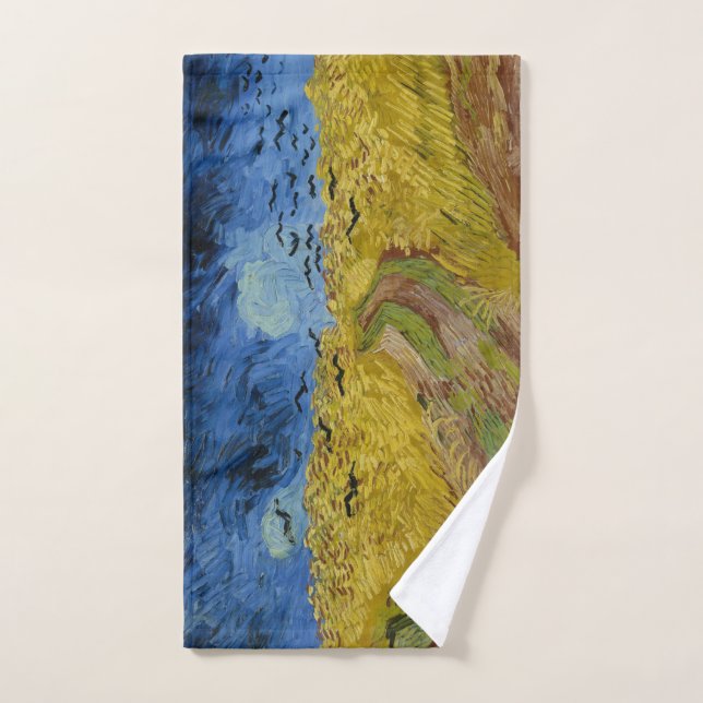 Vintage Van Gogh Wheatfield With Crows  Hand Towel (Hand Towel)