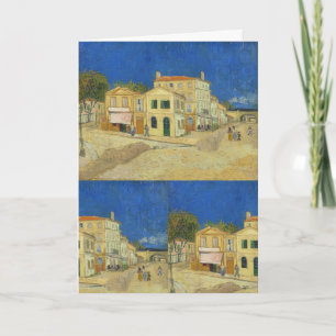 Vintage Van Gogh Yellow House Blue Sky Painting Card