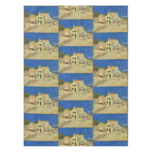 Vintage Van Gogh Yellow House Blue Sky Painting Tablecloth