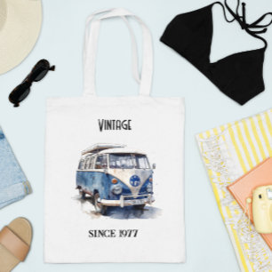 Vintage Van in Delft Blue customisable Tote Bag