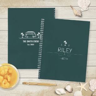 Vintage Van Life Deep Ocean Surfer Road Trip Notebook