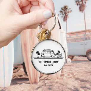 Vintage Van Life Surfer Crew Key Ring