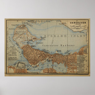Vintage Vancouver Canada Map (1907) Poster