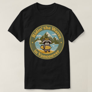 Vintage Vancouver Racoon Surfer T-Shirt