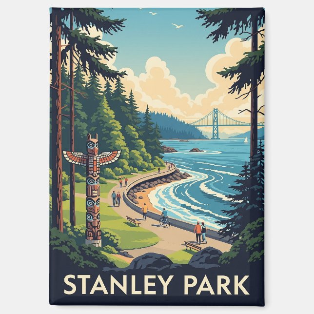 Vintage Vancouver Stanley Park Canada Travel Magnet (Front)