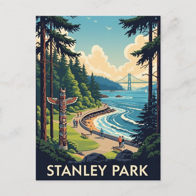 Vintage Vancouver Stanley Park Canada Travel Postcard (Front)