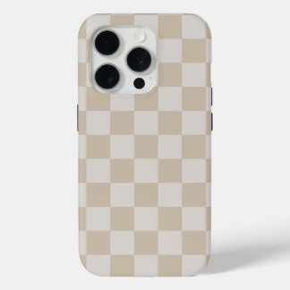 Vintage Vanilla White coffee cream chequered chess iPhone 15 Pro Case