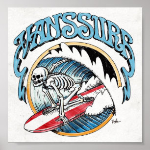 Vintage Vans Surf Shop Poster w/Skeleton on a