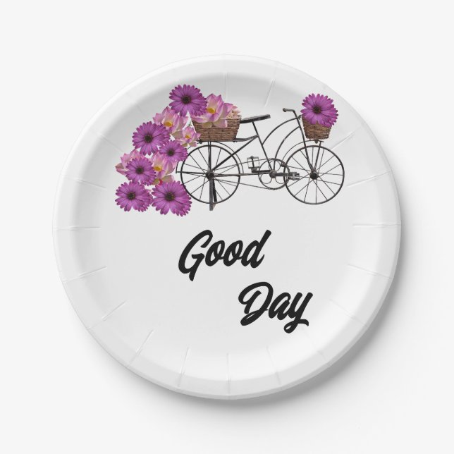 Vintage variety cycle flower  paper plate (Front)