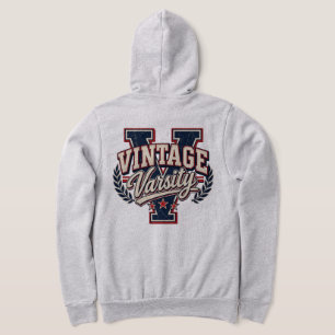 Vintage Varsity Distressed Block Letter V Hoodie