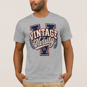Vintage Varsity Distressed Block Letter V T-Shirt