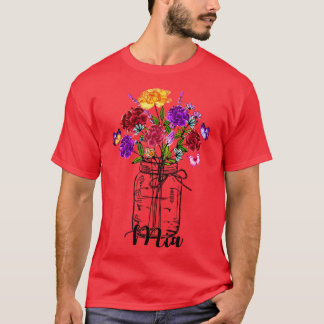 Vintage Vase Of Colourful Wildflower Butterfly Mia T-Shirt