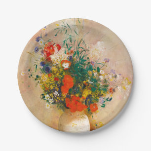 Vintage Vase of Flowers (1906) by Odilon Redon Paper Plate