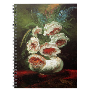 Vintage Vase with Peonies, Vincent van Gogh. Notebook