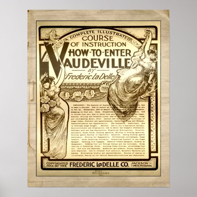 Vintage Vaudeville Instruction Course Advertising Poster (Front)
