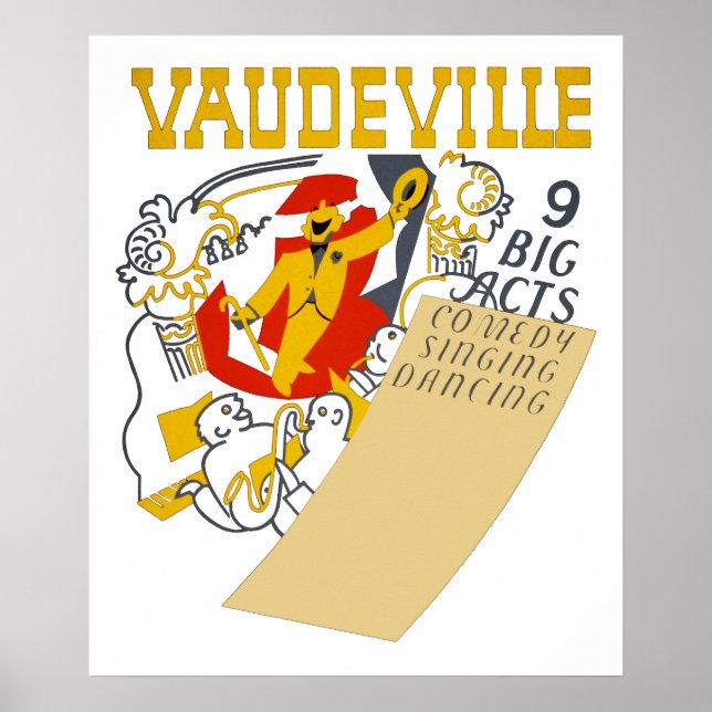 Vintage Vaudeville Show Poster Abstract Art (Front)