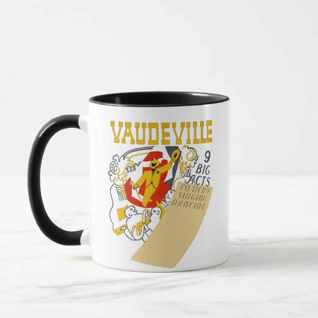 Vintage Vaudeville Show Poster Abstract Art Mug (Left)