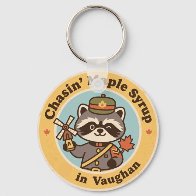 Vintage Vaughan Ontario Maple Syrup Hunt Key Ring (Front)