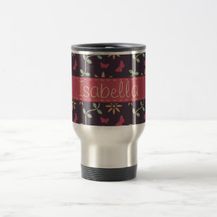 Vintage Vector Floral Pattern with Name Travel Mug