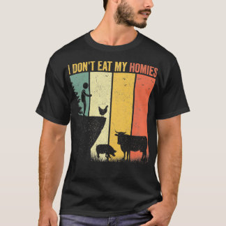 Vintage Vegan Retro Style  I Don't Eat My Homies P T-Shirt