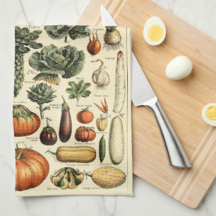 Vintage Vegetable Art by Adolphe Millot Pattern Tea Towel